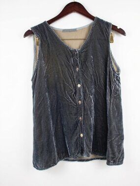 Cut Loose Crushed Silk Velvet Button-Up Vest